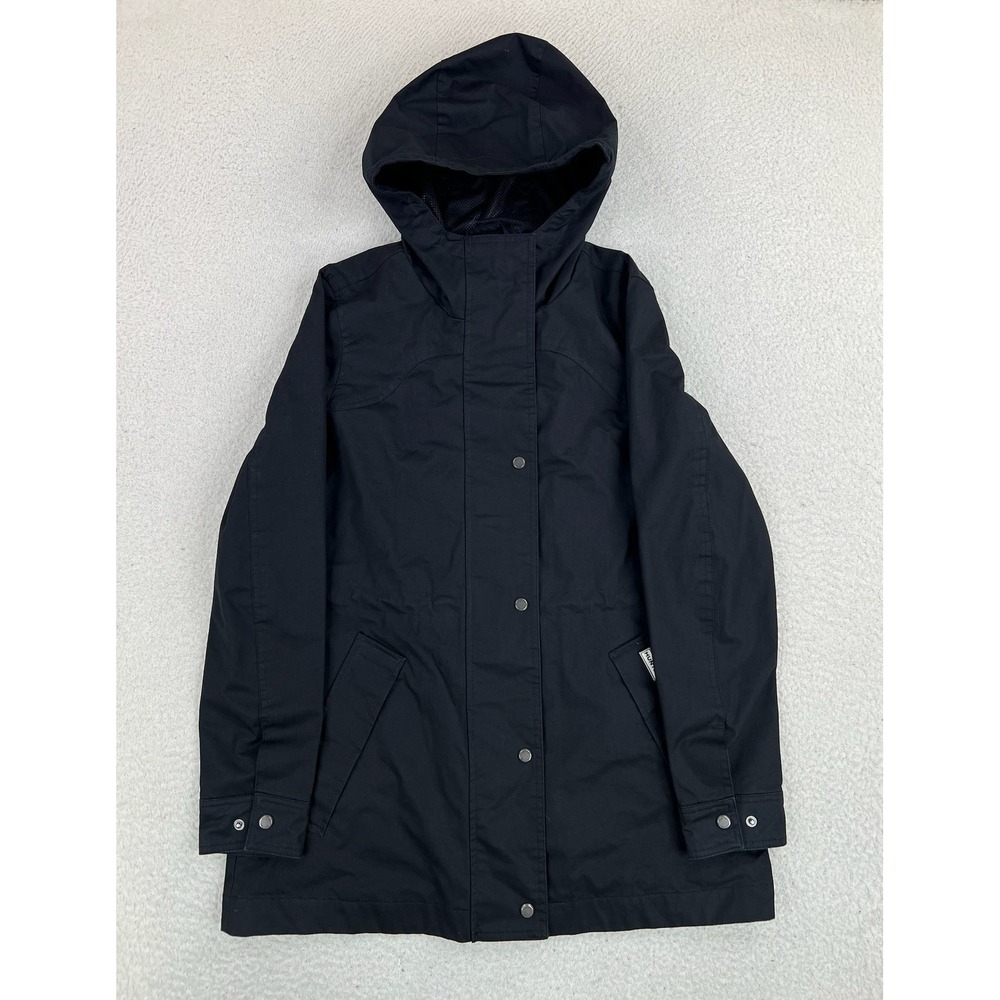 Hunter Jacket Womens XS Black Cotton Twill Hooded Rain Coat Full Zip 1781638
